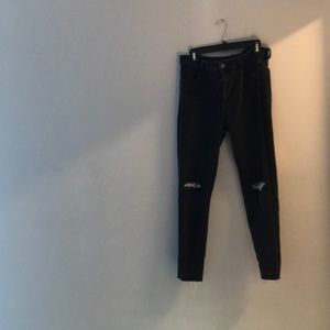 Dark Blue Knee Ripped Stretch AE Jeans